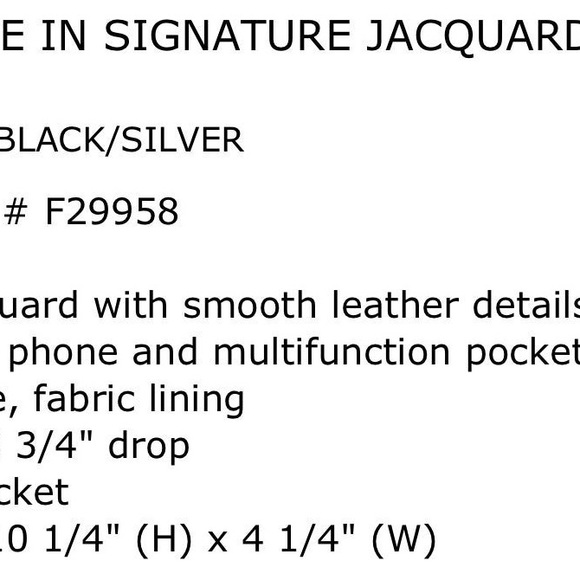 ZIP TOP TOTE IN SIGNATURE JACQUARD (COACH F29958) NEW WITH TAGS!!! - Picture 8 of 8